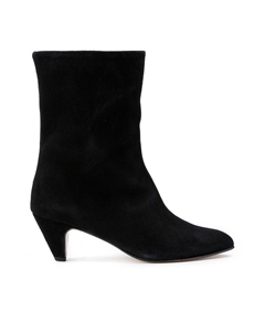 Кожаные сапоги средней высоты на широком каблуке VULLY черный Laredoute