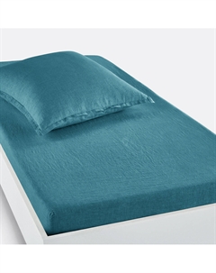 Детская натяжная простыня из стираного льна бортик 30 см Linot синий Laredoute