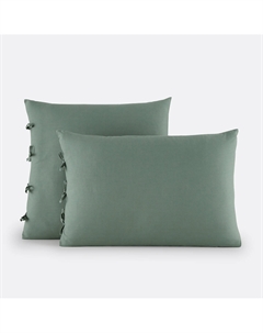 Наволочка однотонная с завязками из хлопка Scnario зеленый Laredoute