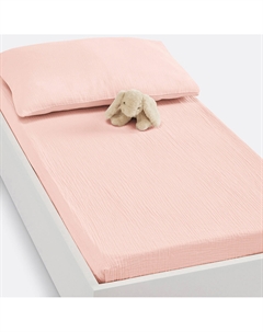 Детская простыня-чехол из хлопкового газа однотонная Kumla розовый La redoute interieurs