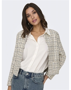 Жакет короткий из твида серый Jdy