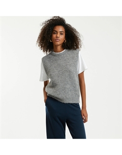 Джемпер-безрукавка с круглым вырезом из меланжевой альпаки серый Laredoute