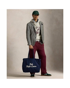 Сумка-шоппер из ткани с вышивкой синий Laredoute