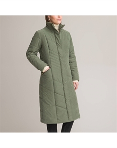 Куртка стеганая длинная застежка на молнию зеленый Laredoute