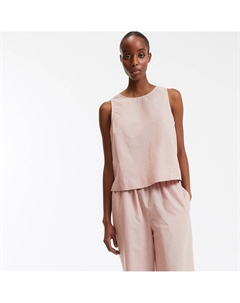 Топ без рукавов в полоску с круглым вырезом из хлопка и льна розовый La redoute collections