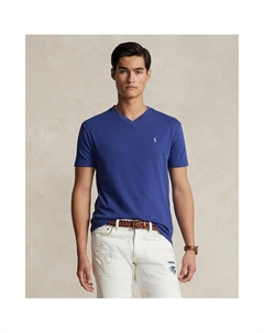 Футболка прямого покроя с V-образным вырезом синий Laredoute