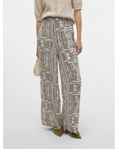 Брюки широкие с цветочным принтом бежевый Vero moda