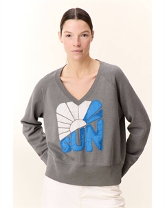 Свитер с V-образным вырезом и декором - надписью длинные рукава HAVI серый Leon and harper