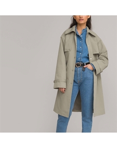 Тренч с застежкой на кнопки зеленый La redoute collections