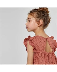 Блузка с вышивкой с короткими рукавами каштановый Laredoute