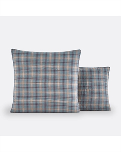 Наволочка из хлопчатобумажной газовой ткани Check синий Laredoute
