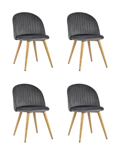 Комплект из четырех стульев из мягкого велюра серый Laredoute