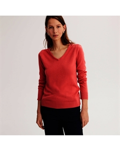 Пуловер с V-образным вырезом из тонкого трикотажа розовый Anne weyburn