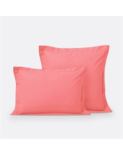 Наволочка однотонная из хлопка с плоским воланом Scenario розовый La redoute interieurs