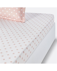 Натяжная фланелевая простыня с рисунком в горошек Clarisse розовый La redoute interieurs