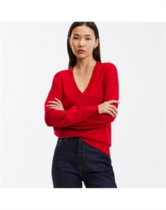 Пуловер с V-образным вырезом красный Laredoute