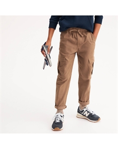 Брюки карго с поясом на резинке каштановый Laredoute