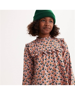 Блузка с воротником-стойкой и цветочным принтом розовый Laredoute