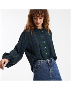 Рубашка с викторианским воротником и принтом в клетку синий Laredoute