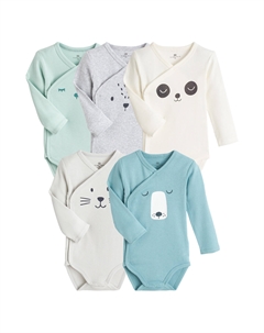 Комплект из пяти боди для новорожденных из биохлопка бежевый Laredoute