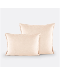 Наволочка однотонная на подушку или валик из стираного льна розовый La redoute interieurs
