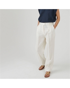Брюки широкие изо льна белый La redoute collections