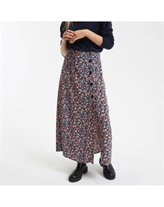 Юбка длинная расклешенная с цветочным рисунком черный Laredoute