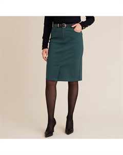 Юбка-миди прямая из хлопка стрейч зеленый Laredoute