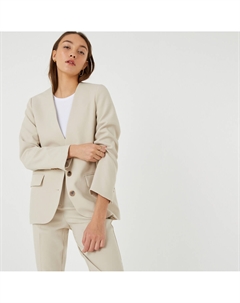 Жакет-блейзер без воротника бежевый Laredoute