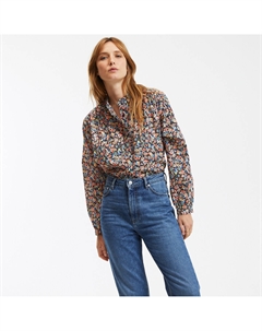 Рубашка с викторианским воротником и цветочным принтом черный Laredoute