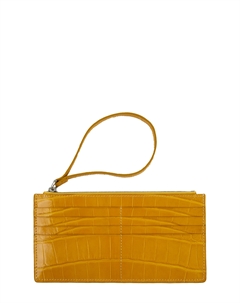 Визитница на молнии из глянцевой кожи крокодила Bardini