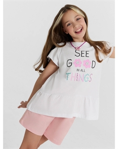 Блузка для девочек белая с принтом и надписью Mark formelle