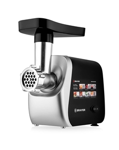 Мясорубка brayer 1608br, электрическая, 2000 вт, реверс, 3 диска, 4 насадки, 2 кг/мин Nobrand