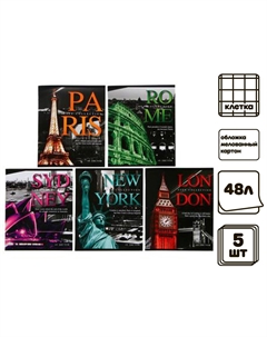 Комплект тетрадей из 5 штук, 48 листов в клетку Calligrata