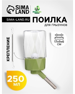 Поилка для грызунов, 250 мл, крепление-пружинка, зеленая Пижон