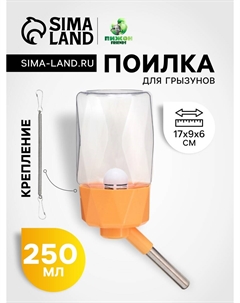 Поилка для грызунов, 250 мл, крепление-пружинка, оранжевая Пижон