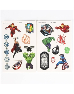 Переводные татуировки детские, светятся в темноте, мстители Marvel
