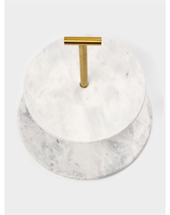 Этажерка для фруктов и десертов marble, 2 яруса, d=25/20×26.5 см, мрамор, белая Magistro