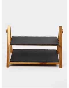 Блюдо - этажерка valley, 2 яруса, сланец, черное Magistro