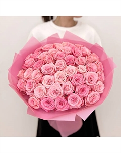 Букет из розовых роз 51 шт Л'этуаль flowers