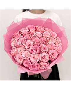 Букет из розовых роз 35 шт Л'этуаль flowers