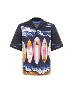 Хлопковая рубашка Hugo blue