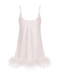 Шелковая сорочка с отделкой перьями Edomo