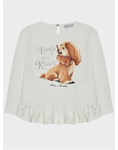 Туника с принтом "собака", белая Monnalisa