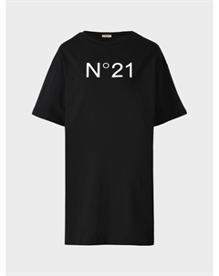 Платье-футболка с лого, черное No21