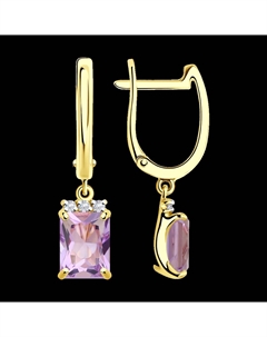 Серьги из желтого золота с аметистами и фианитами Sokolov