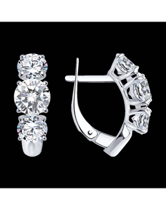 Серьги из серебра с фианитами Sokolov