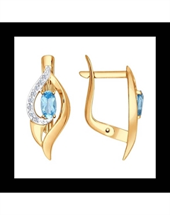 Серьги из золота с голубыми топазами и фианитами Sokolov