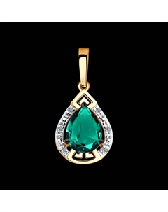 Подвеска из золота с бриллиантами и гидротермальным изумрудом Sokolov