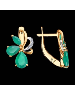 Серьги из золота с агатами и фианитами Sokolov